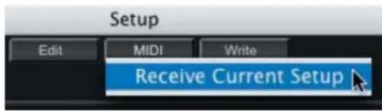 Setup Edit MIDI Write Receive Current Setup