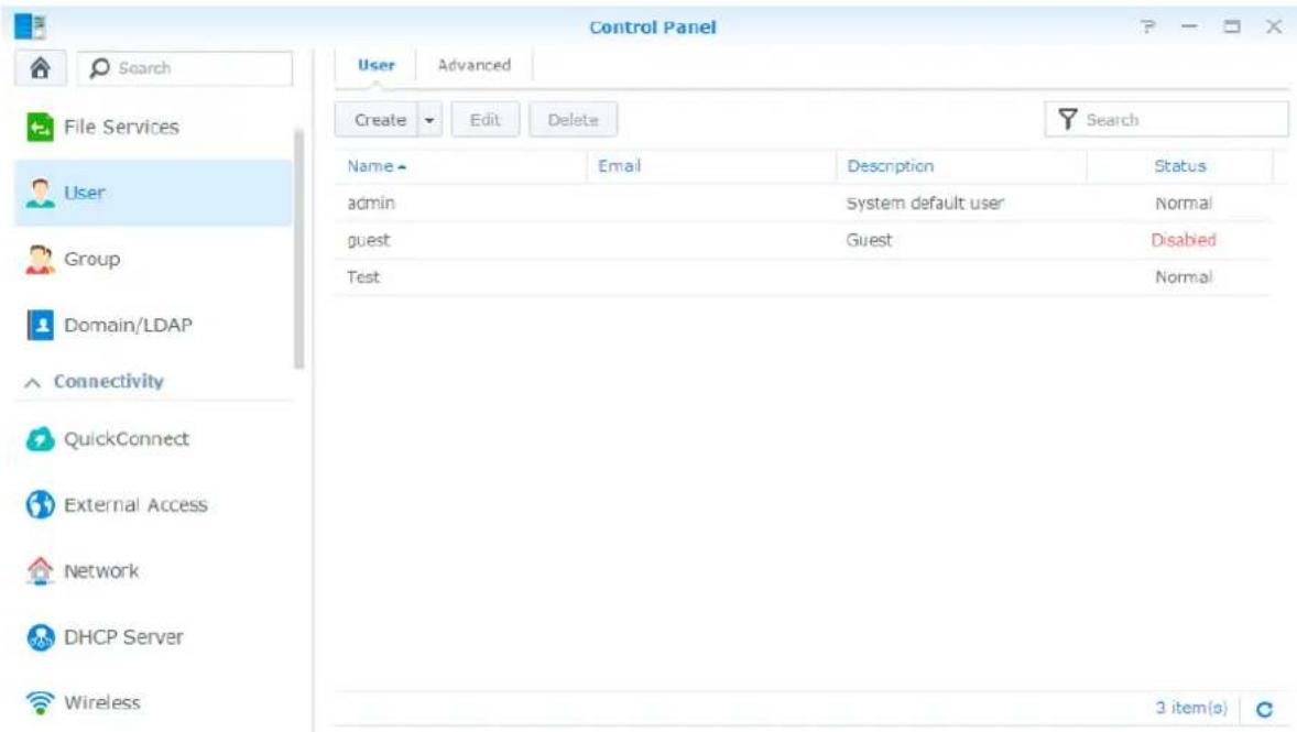 SYNOLOGY RackStation RS815+ - Gestion des utilisateurs et des groupes - 1