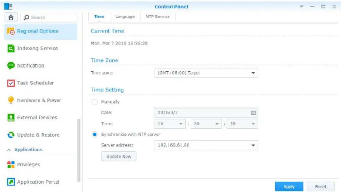 SYNOLOGY RackStation RS815+ - Modification des options régionales - 1