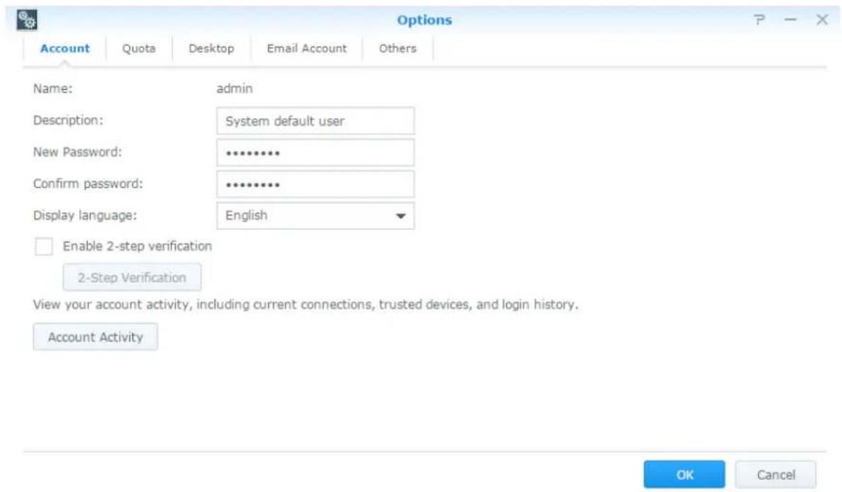 SYNOLOGY RackStation RS815+ - Pour gérer les options personnelles : - 1