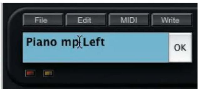 File Edit MIDI Write Piano mp Left OK