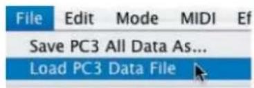 File Edit Mode MIDI Ef Save PC3 All Data As... Load PC3 Data File