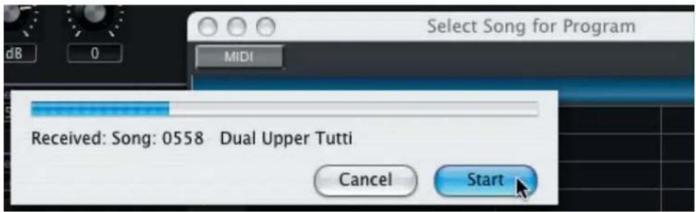 Select Song for Program Received: Song: 0558 Dual Upper Tutti Cancel Start