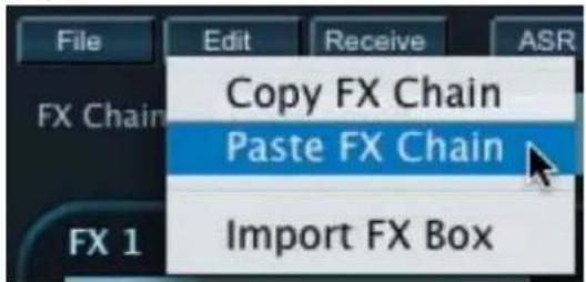 File Edit Receive ASR FX Chain Copy FX Chain Paste FX Chain FX 1 Import FX Box