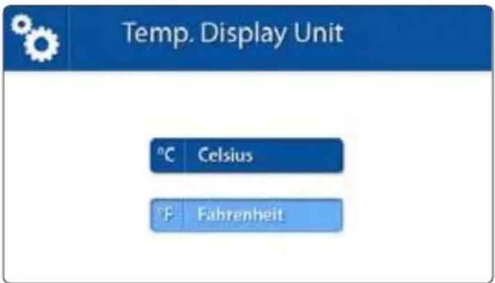 Temp. Display Unit °C Celsius °F Fahrenheit