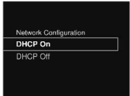 Network Configuration DHCP On DHCP Off
