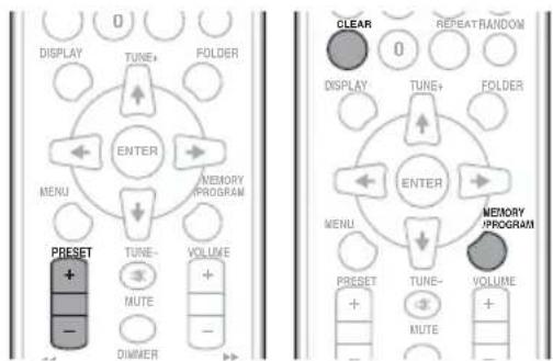 DISPLAY TUNE+ FOLDER ENTER MENU MEMORY PROGRAM PRESET TUNE- VOLUME MUTE - DIMMER CLEAR 0 REPEATRANDOM DISPLAY TUNE+ FOLDER ENTER MENU MEMORY PROGRAM PRESET TUNE- VOLUME MUTE -