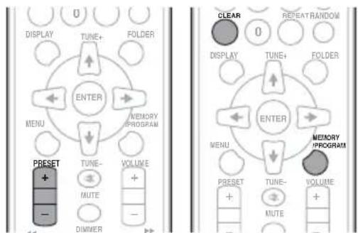 DISPLAY TUNE+ FOLDER ENTER MENU MEMORY PROGRAM PRESET TUNE- VOLUME MUTE - DIMMER 11 CLEAR 0 REPEATRANDOM DISPLAY TUNE+ FOLDER ENTER MENU MEMORY PROGRAM PRESET TUNE- VOLUME MUTE -