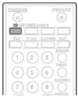 STANDBYION OPEN/CLOSE CD USB TUNER AUDIO IN iPod 3T AUDIO CLOCFLOWER SLEEP 1 2 3 EQUALDER P.BASB 4 5 6 BASK/TREBLE 7 8 9 FEBR-RANDOM