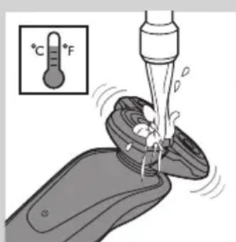 Diagram illustrating a medical procedure with temperature indicators (°C and °F) and fluid flow arrows, likely from a scientific or medical context.