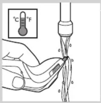 Diagram illustrating a medical procedure with temperature and force indicators, showing fluid flow from a bottle to a tool.