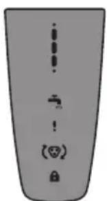 Diagram of a device control panel with labeled buttons and indicators