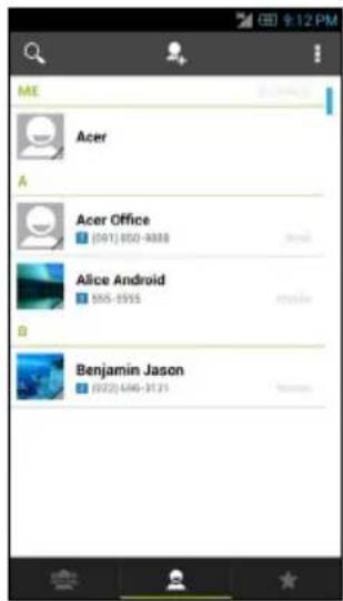 ME Acer A Acer Office (091) 050-8338 Alice Android 555-5915 B Benjamin Jason (022) 646-3121