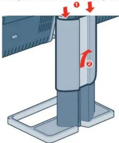 Diagram showing a mechanical assembly with labeled parts and directional arrows indicating motion or force vectors.