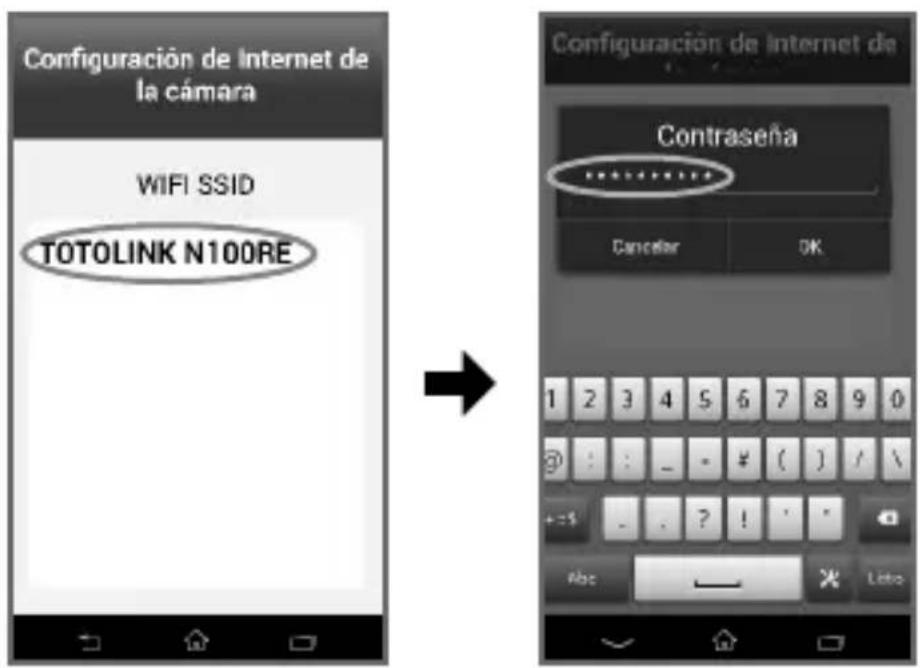 Configuración de Internet de la cámara WIFI SSID TOTOLINK N100RE → Configuración de Internet de Contraseña Canceler OK 1 2 3 4 5 6 7 8 9 0 @ : : - * ¥ ( ) / \ +=$ - ? ! * Abc - % Letto