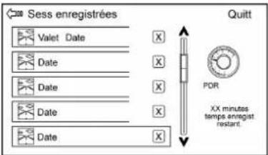 Sess enregistrées Valet Date Date Date Date Date Date Quitt POR XX minutes temps analogist restant