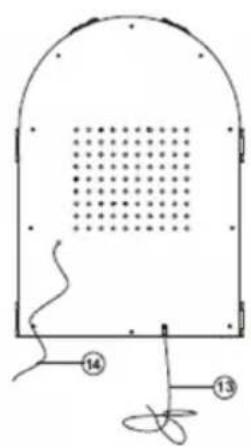 Pure technical diagram of a dome-shaped structure with internal grid pattern and labeled components (no text or symbols)