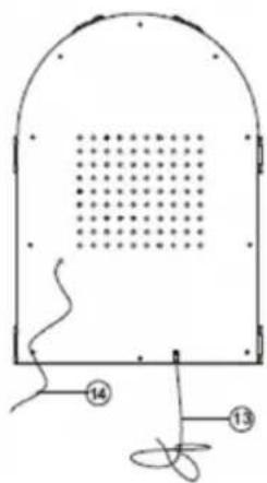 Technical diagram of a dome-shaped structure with internal grid pattern and labeled components (no readable text or symbols)
