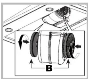 HOTPOINT HNP 9.6 AB X/HA - Manutenzione del filtro al carbone (B) - 1