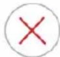 Diagram showing two electrical socket symbols with check and cross icons, indicating status indicators.