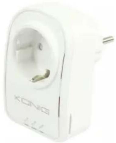 White KONIG electrical plug with a central socket and terminal connector (no visible text or symbols beyond branding)