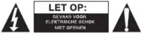 LET OP: GEVAAR VOOR ELEKTRISCHE SCHOK NIET OPENEN