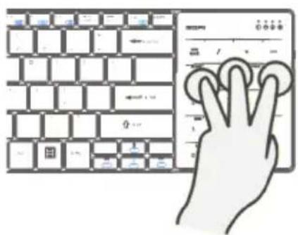Illustration showing a hand typing on a keyboard with a finger, alongside a brick wall pattern and control panel.