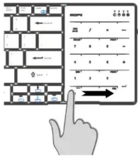 Diagram showing a hand interacting with a device displaying a 32-pin layout, with directional arrows and labeled buttons.