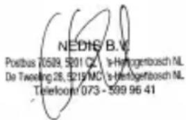 NEDIS B.V. Postbus 7059, 501 C2's-Hertogenbosch NL De Tweeling 28, 521/MC's-Hertogenbosch NL. Telefoon 073 - 599 96 41