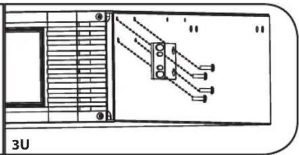 Technical line drawing of a mechanical component with internal channels and mounting holes (no text or symbols)