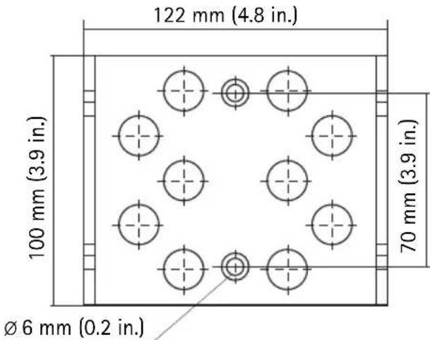 122 mm (4.8 in.) 100 mm (3.9 in.) 70 mm (3.9 in.) Ø 6 mm (0.2 in.)