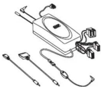 Technical line drawing of a medical or electrical device with multiple sensors and connectors (no text or symbols)
