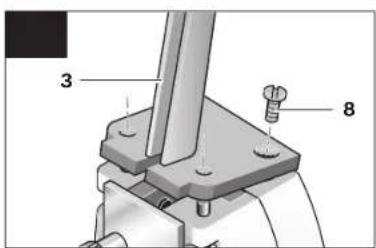 Technical diagram of a mechanical assembly with labeled parts 3 and 8