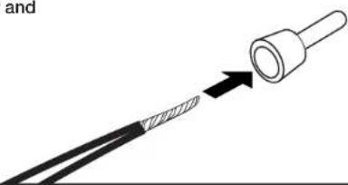 Diagram showing a cable being inserted into a plug, with an arrow indicating the process (no text or symbols present)