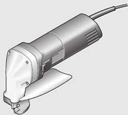 Illustration of a gray electric shaver with a cable, no text or symbols present