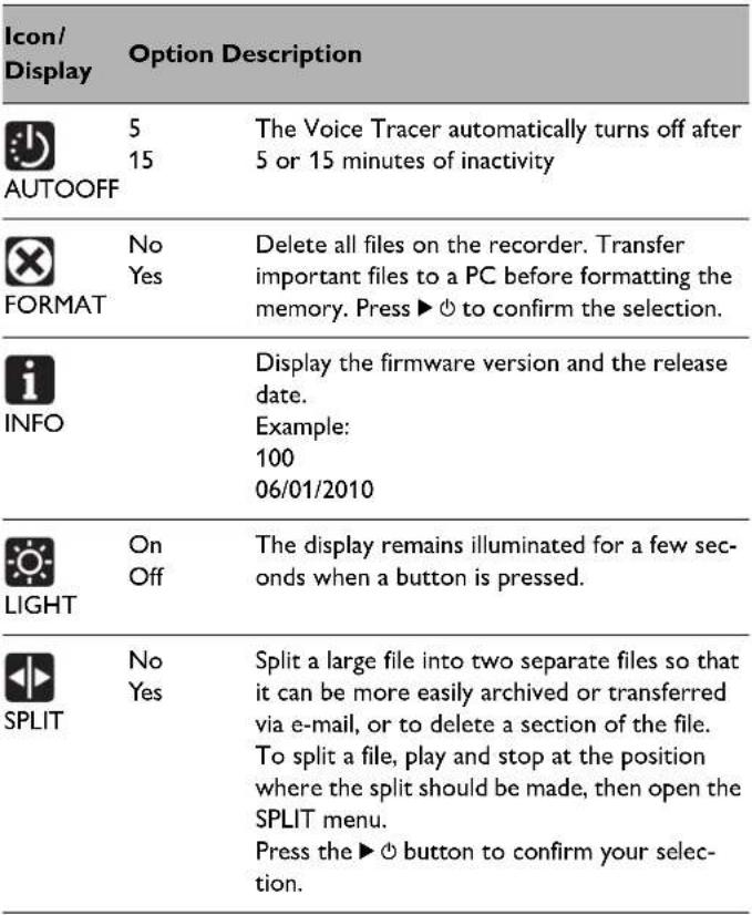 PHILIPS Voice Tracer LFH645 - Customize settings - 1