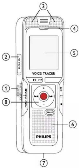 VOICE TRACER F1 F2 MENU INDEX PHILIPS 3 4 5 6 7 8