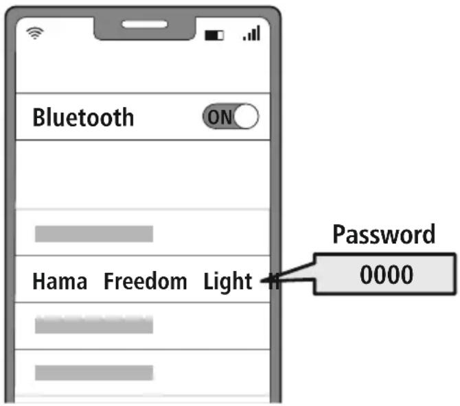 Bluetooth ON Password 0000 Hama Freedom Light