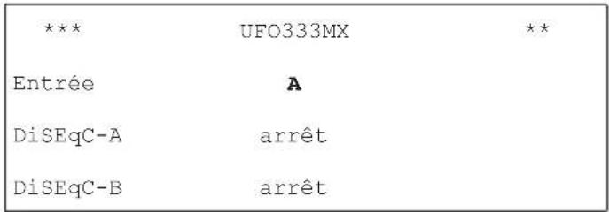 *** UFO333MX ** Entrée A DiSEqC-A arrêt DiSEqC-B arrêt