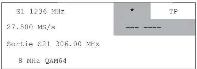 E1 1236 MHz 27.500 MS/s Sortie S21 306.00 MHz 8 MHz QAM64