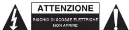 ATTENZIONE RISCHIO DI SCOSSE ELETTRICHE NON APRIRE
