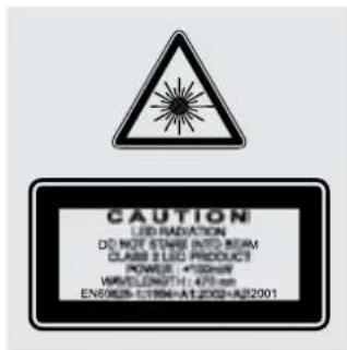 CAUTION LED RADIATION DO NOT STAGE INTO BEAM CLASS I LED PRODUCTS POWER: +350nm WIRCUENUTH: 470 nm EN6825-UTR04-A1J2X2+AJ2001