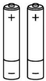 Two cylindrical batteries with positive and negative charge markings (no text or symbols)