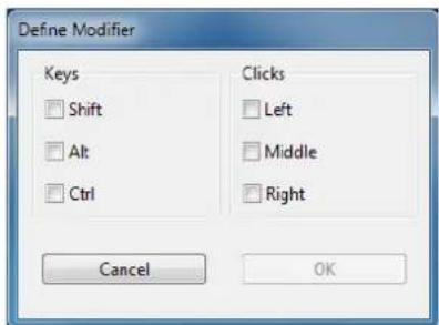 Define Modifier Keys Shift Alt Ctrl Clicks Left Middle Right Cancel OK