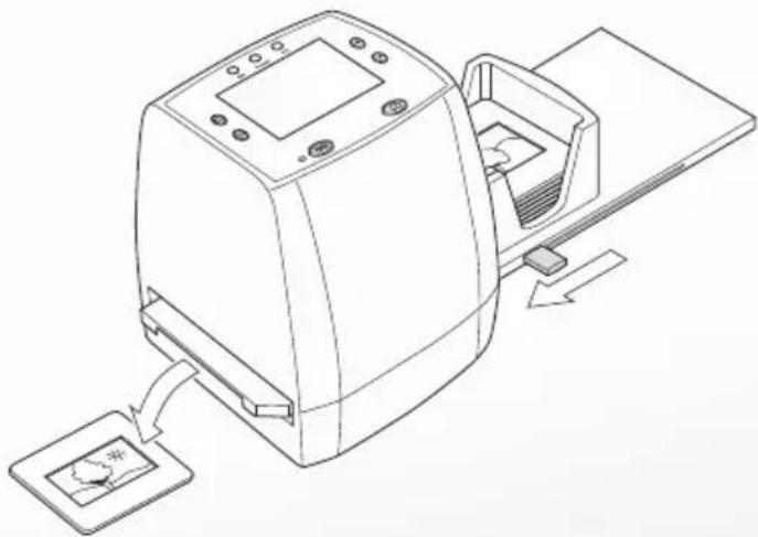 Technical line drawing of a device with a control panel and directional arrows indicating motion (no text or symbols)