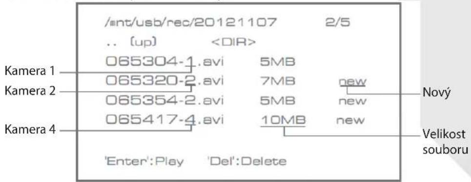 /int/usb/rec/20121107 2/5 .. (up) 065304-1.avi 5MB 065320-2.avi 7MB new 065354-2.avi 5MB new 065417-4.avi 10MB new 'Enter':Play 'Del':Delete Kamera 1 Nový Kamera 2 Velikost Kamera 4 souboru