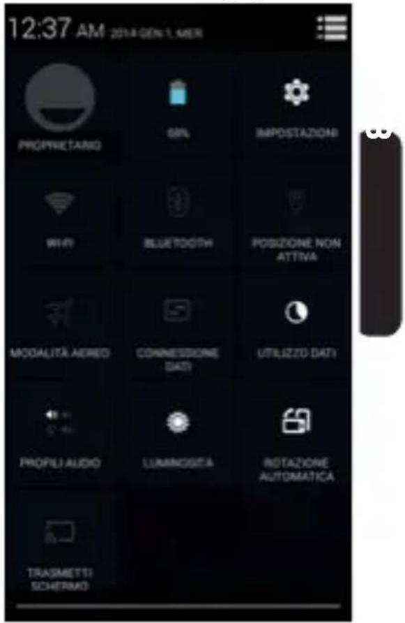 12:37 AM 2014 GEN 1, MER PROPRIETARIO 50% IMPOSTADONI WiFi BLUETOOTH POSIZIONE NON ATTIVA MODALITA AEREO CONNESSIONE DATI UTILIZZO DATI PROFILI AUDIO LUMINOZZA ROTAZIONE AUTOMATICA TRASMETTI SCHERMO