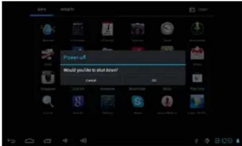 Trevi TAB 7 3G T8 - Para apagar el dispositivo: - 1