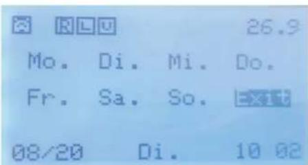 RCLU 26.9 Mo. Di. Mi. Do. Fr. Sa. So. Exit 08/20 Di. 10 02