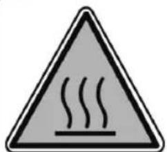 Warning sign depicting steam rising inside a triangle, indicating heat hazard